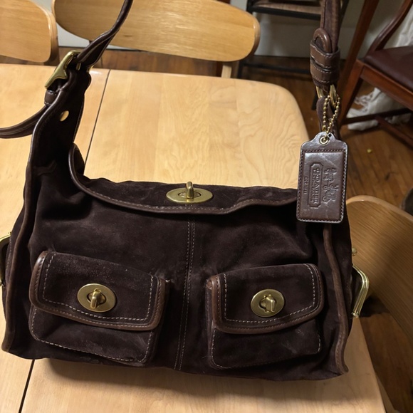 Brown Suede COACH 12797 Vintage Y2K Bleecker Haversack Hobo - Picture 2 of 8